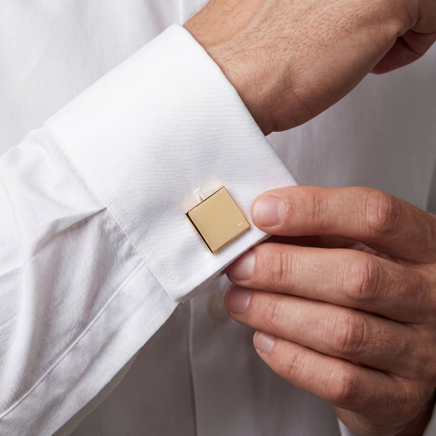 Gold Square Cufflinks — Minimalist Men’s Dress Accessory