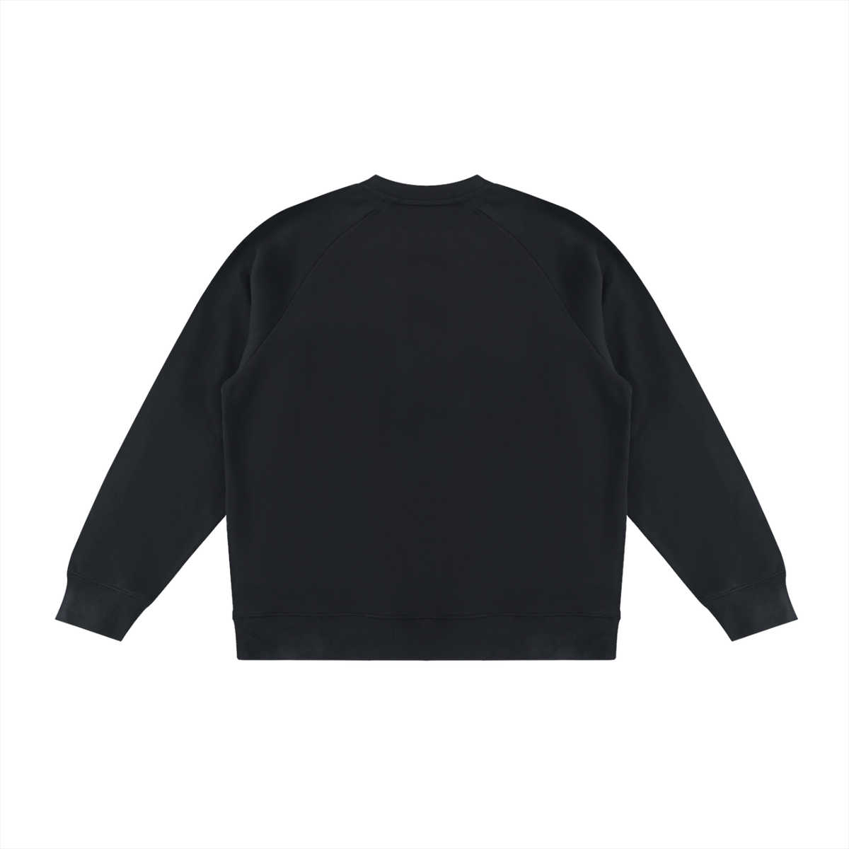 Black crewneck sweatshirt with raglan sleeves, modern Italian-inspired casual wear