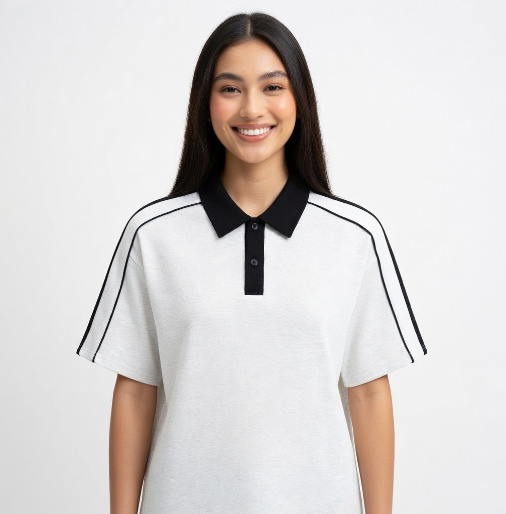 Contrast Collar Short-Sleeve Polo Shirt