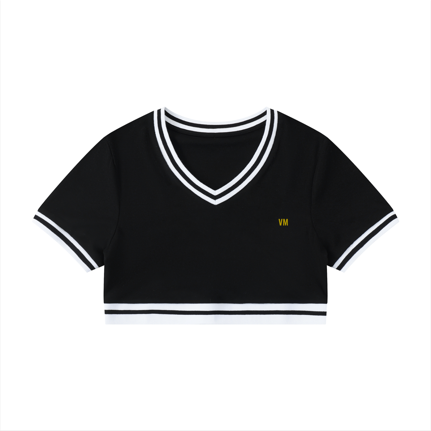 Women's Color Block V-Neck Crop T-Shirt