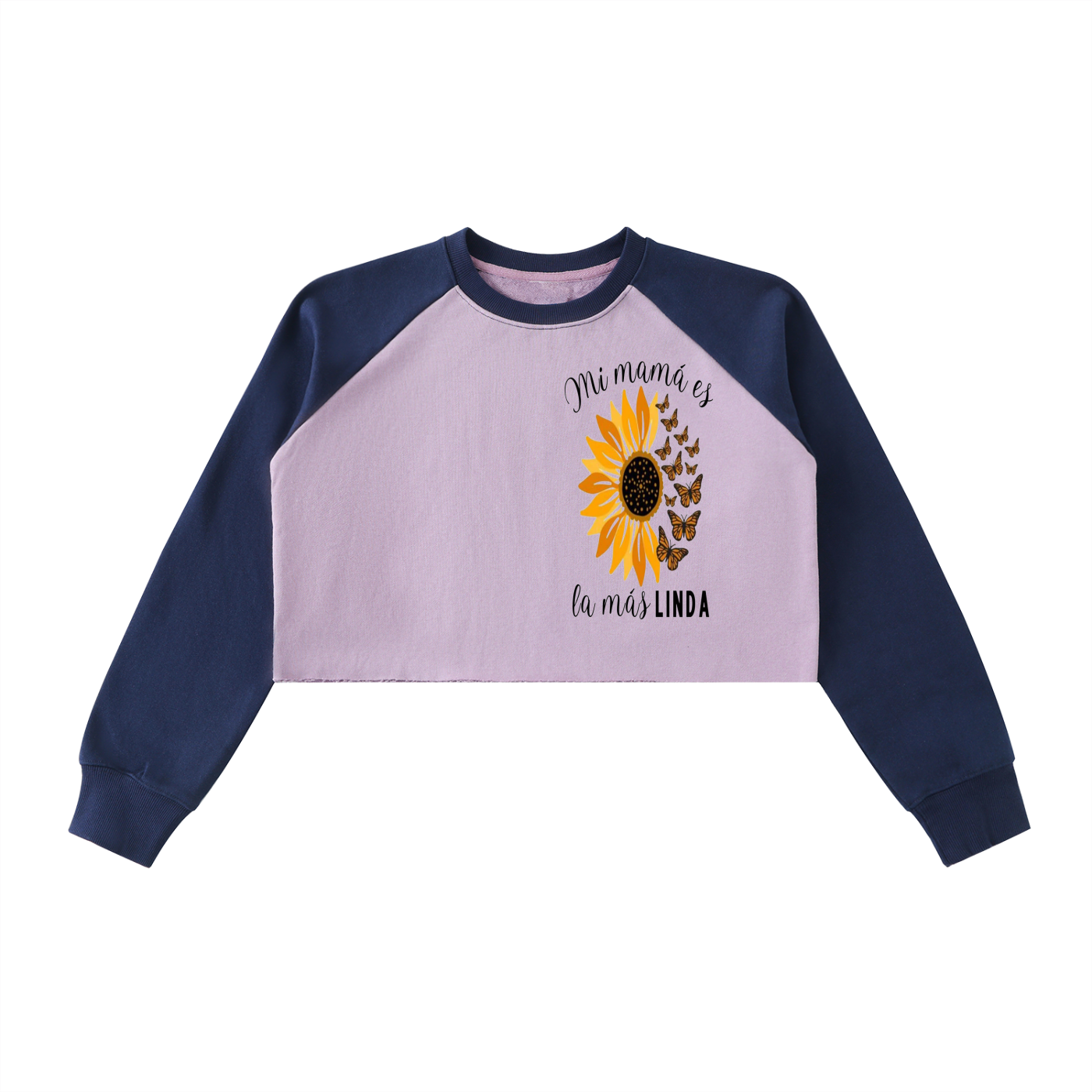 Raw-Hem Color-Block Raglan Crop Sweatshirt