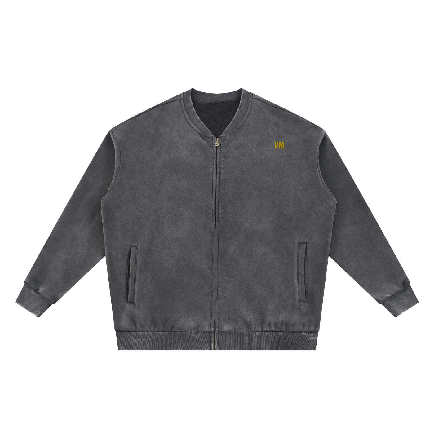 Vintage Washed Fleece Baseball Jacket