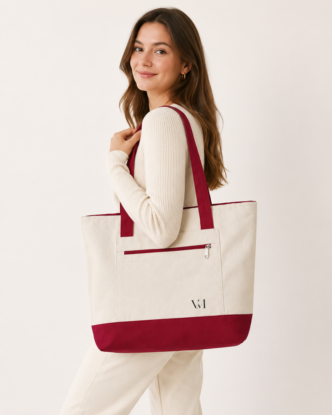 Canvas Tote Bag — Zippered Everyday Market Tote