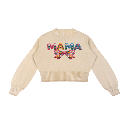 Mineral Wash Balloon Sleeve Cropped Sweater
