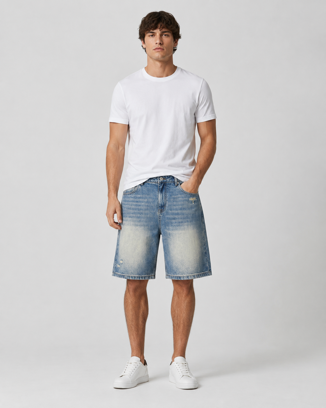 Faded Baggy Denim Shorts