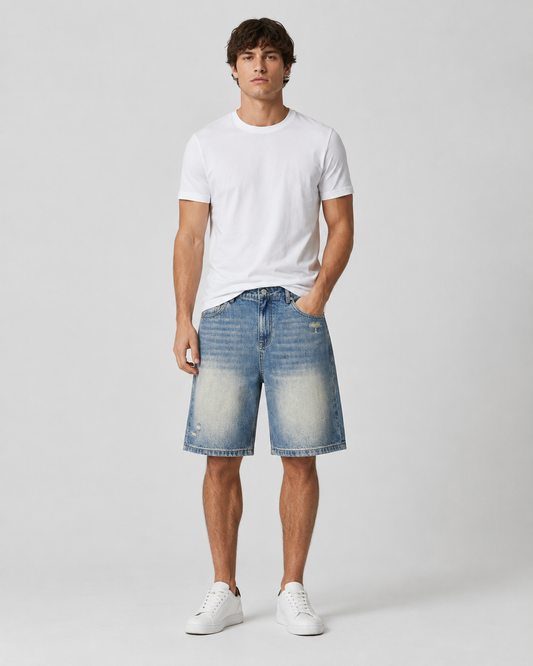 Faded Baggy Denim Shorts