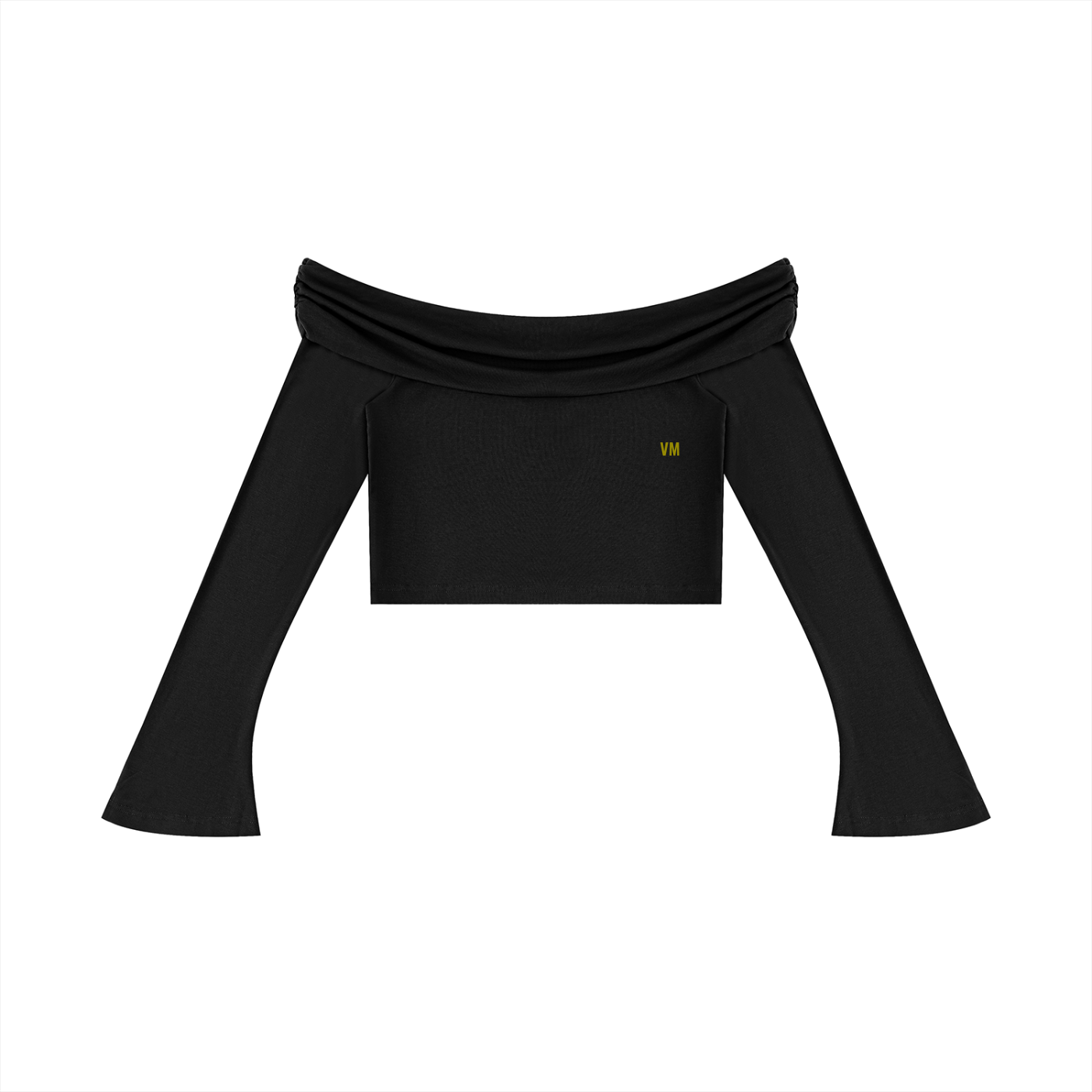 Women's Off-the-Shoulder Bell Sleeve Crop T-Shirt