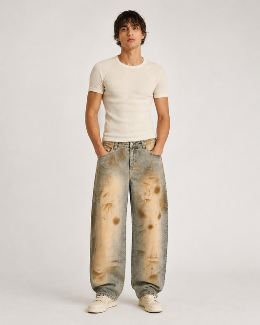 Brown Wash Barrel Jeans