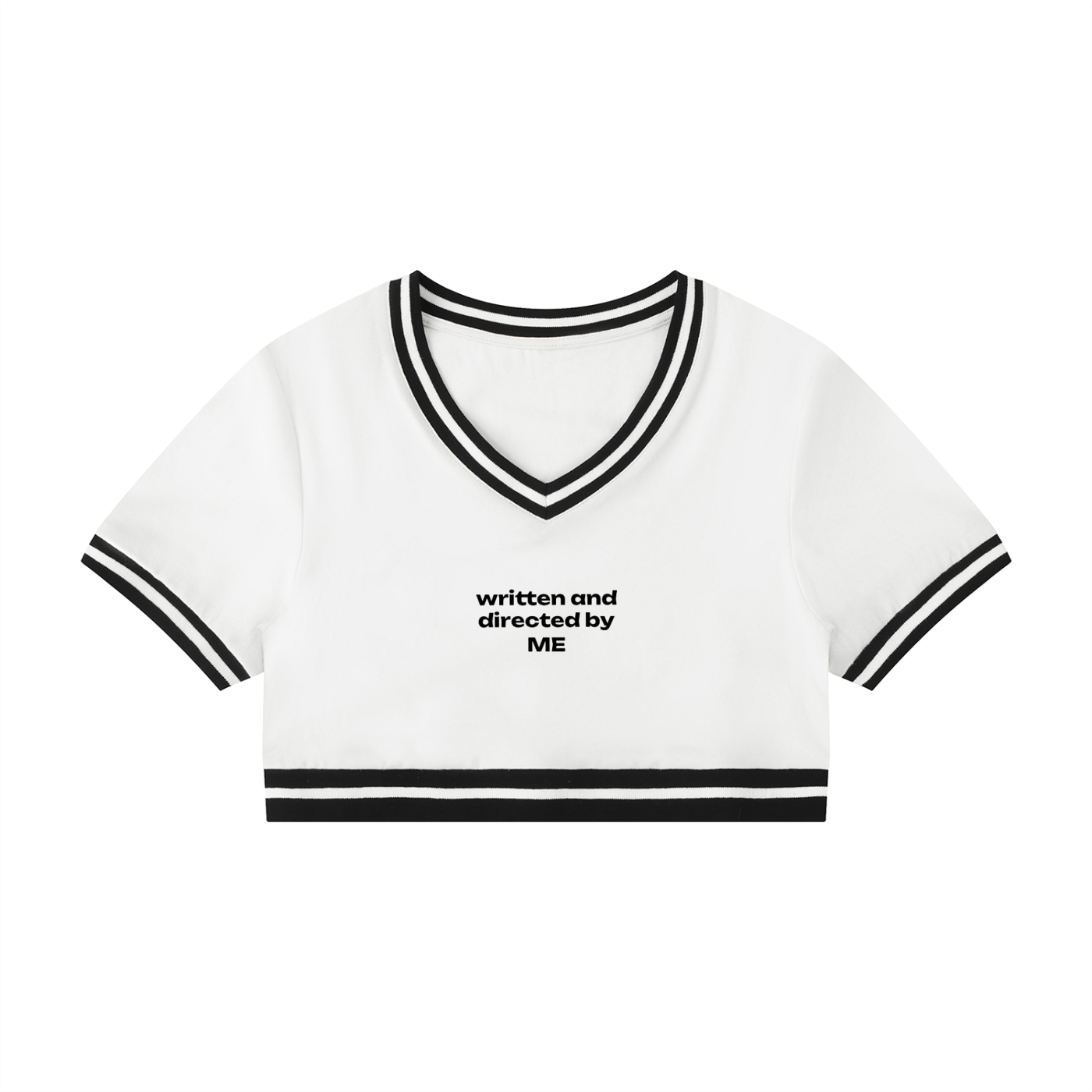 Women's Color Block V-Neck Crop T-Shirt