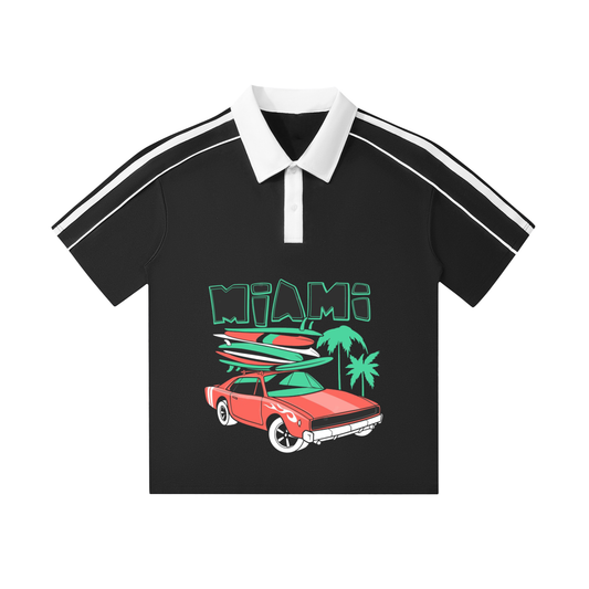 Contrast Collar Short-Sleeve Polo Shirt