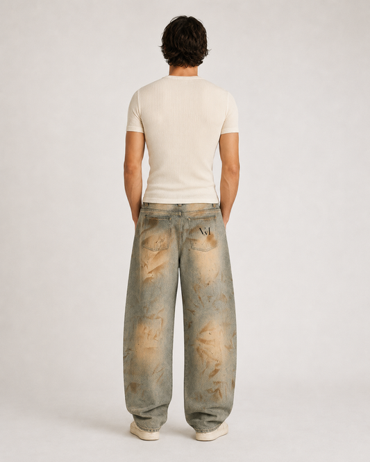 Brown Wash Barrel Jeans