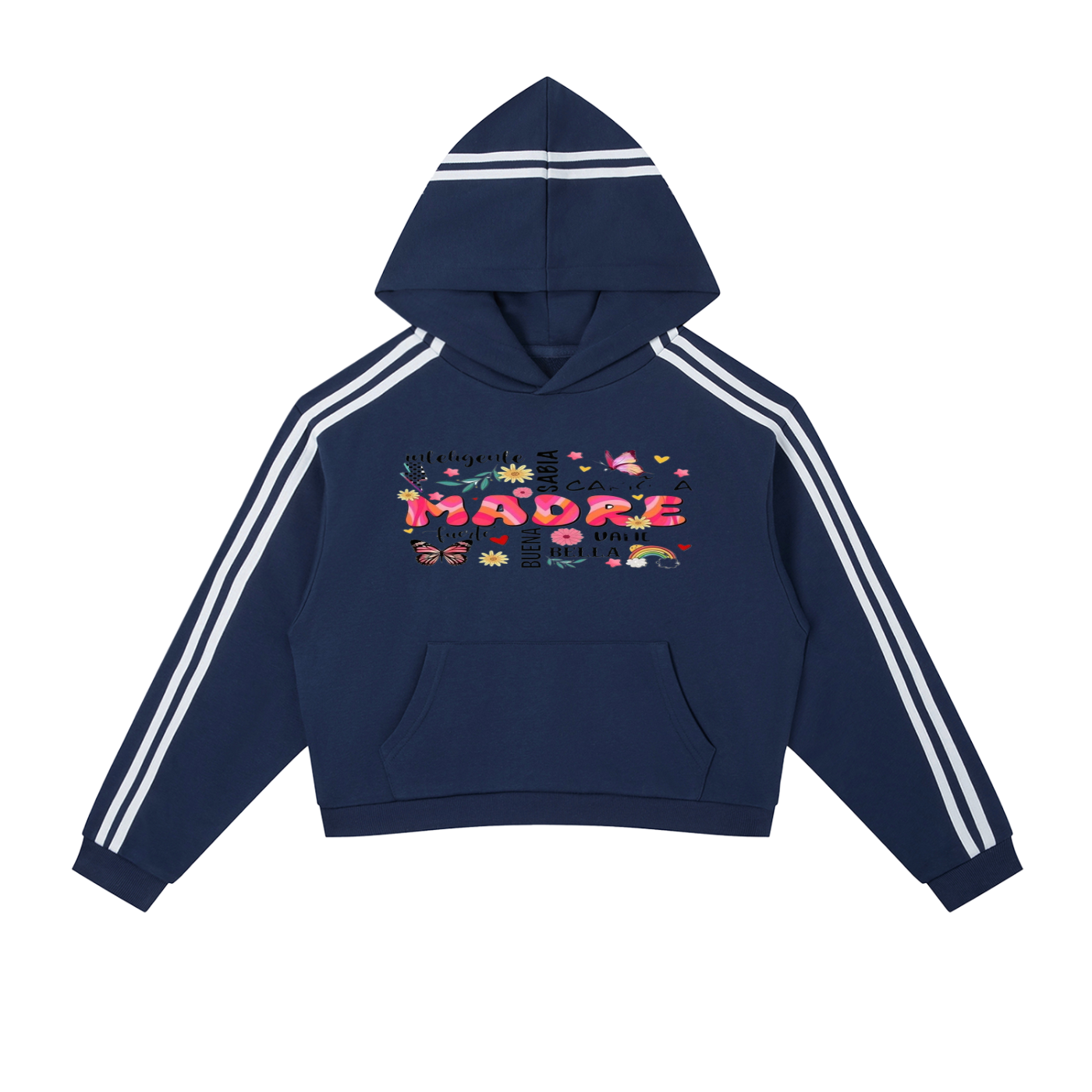 Contrast Side Stripe Cropped Hoodie