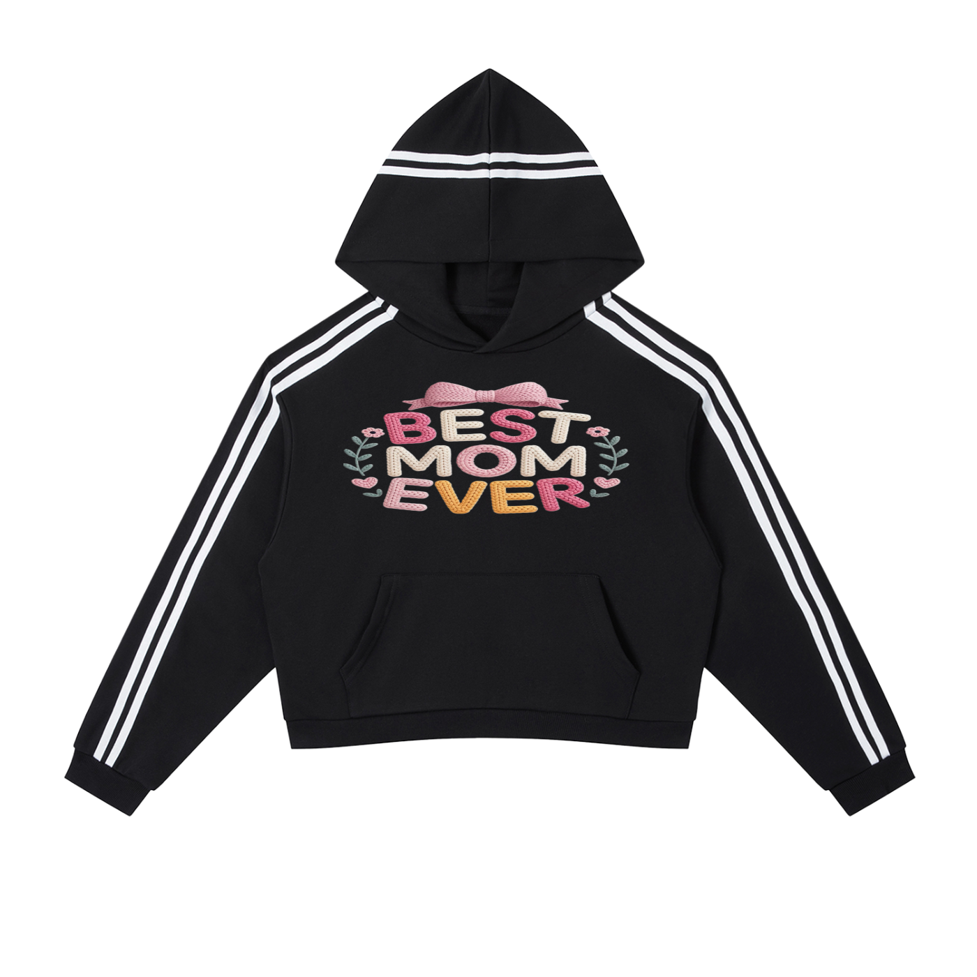 Contrast Side Stripe Cropped Hoodie