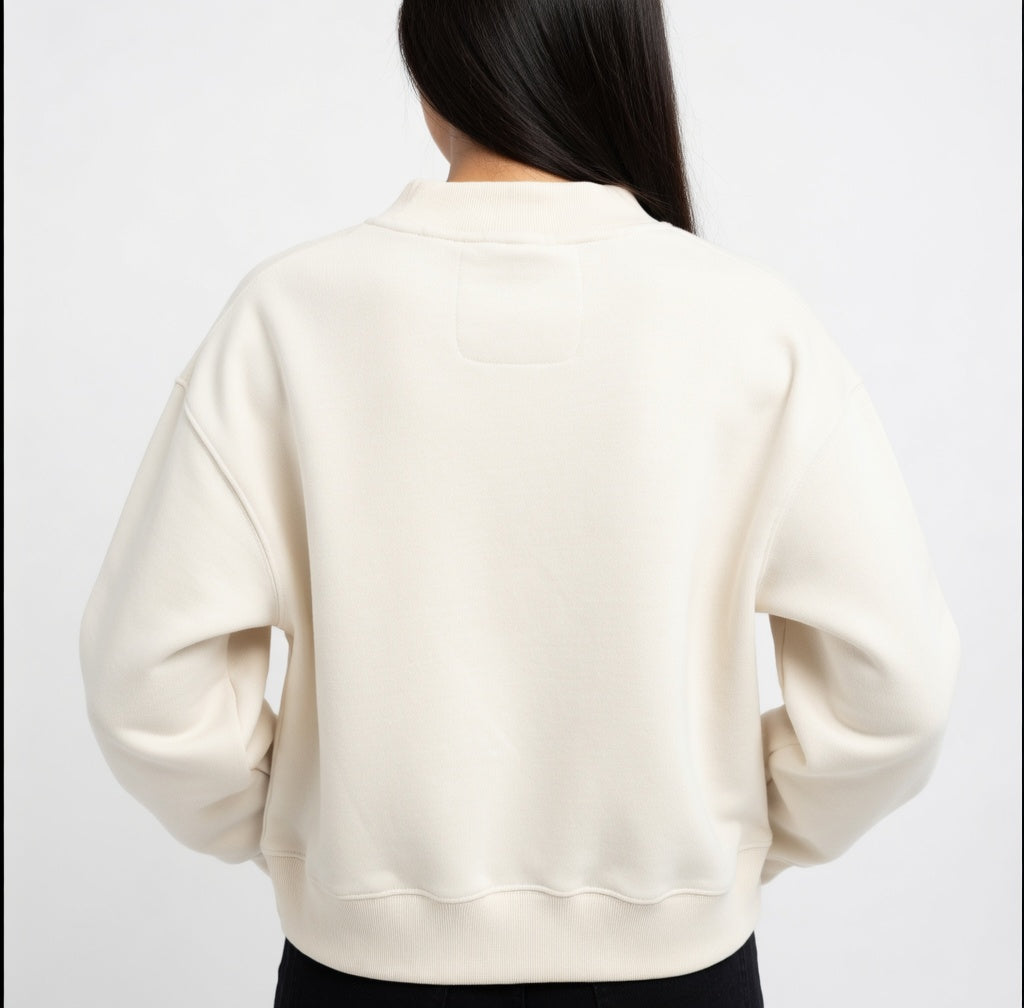 Essential Fleece Mock-Neck Crew Sweatshirt