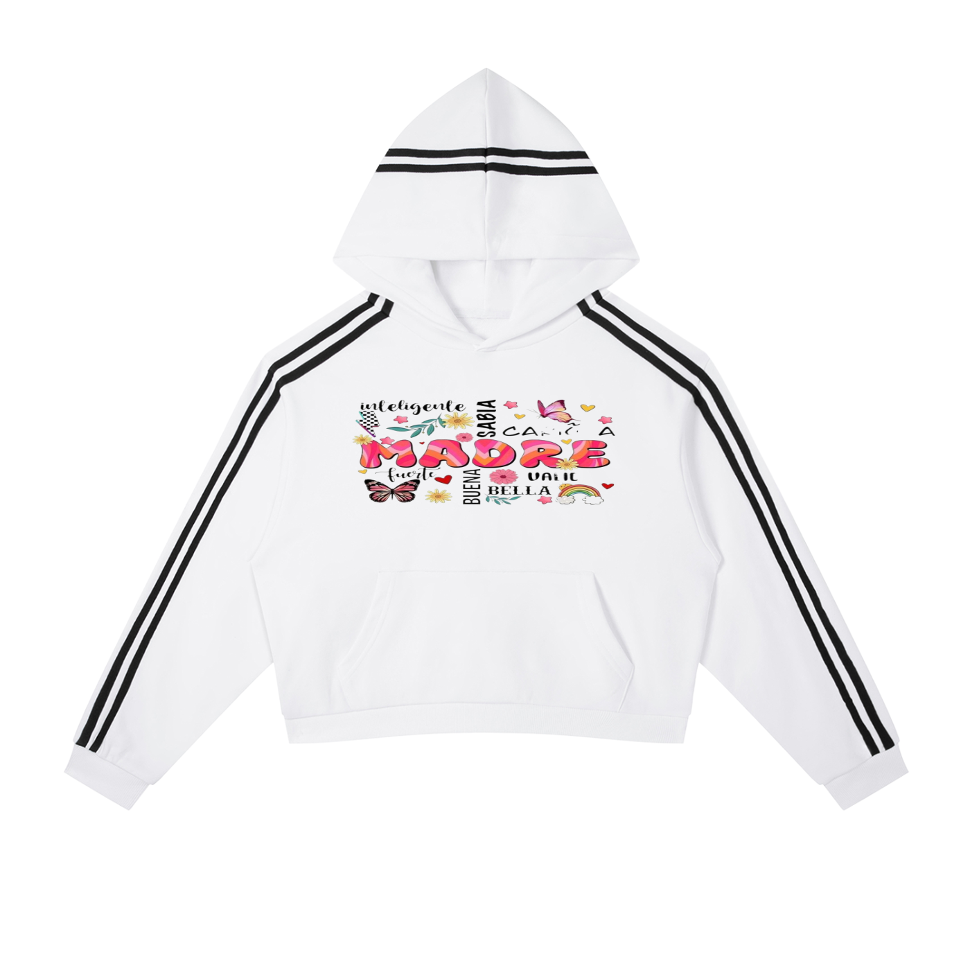 Contrast Side Stripe Cropped Hoodie