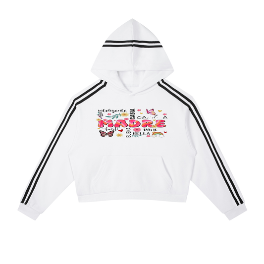 Contrast Side Stripe Cropped Hoodie