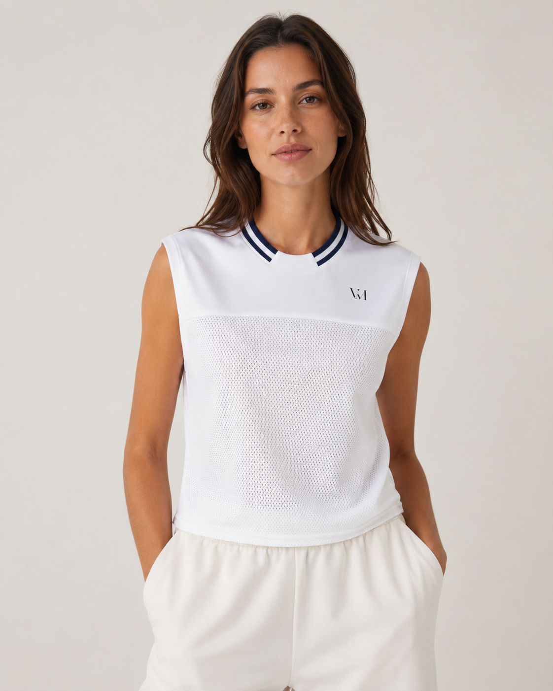 Female mesh t-shirt size guide with length, shoulder, and chest measurements in inches and cm