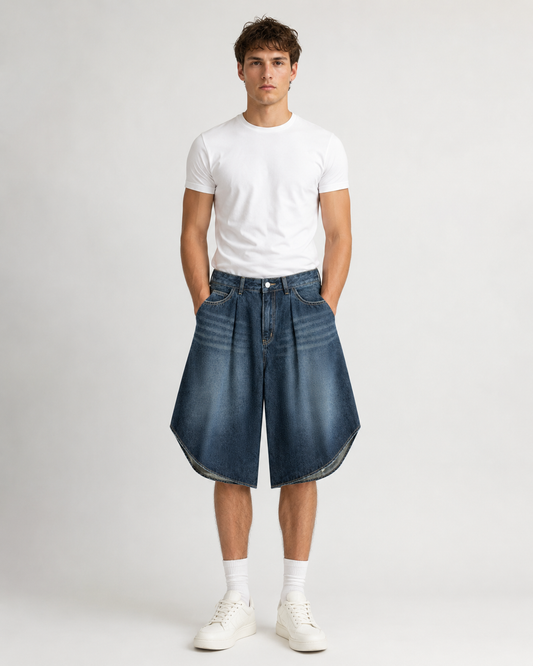Wide Denim Shorts