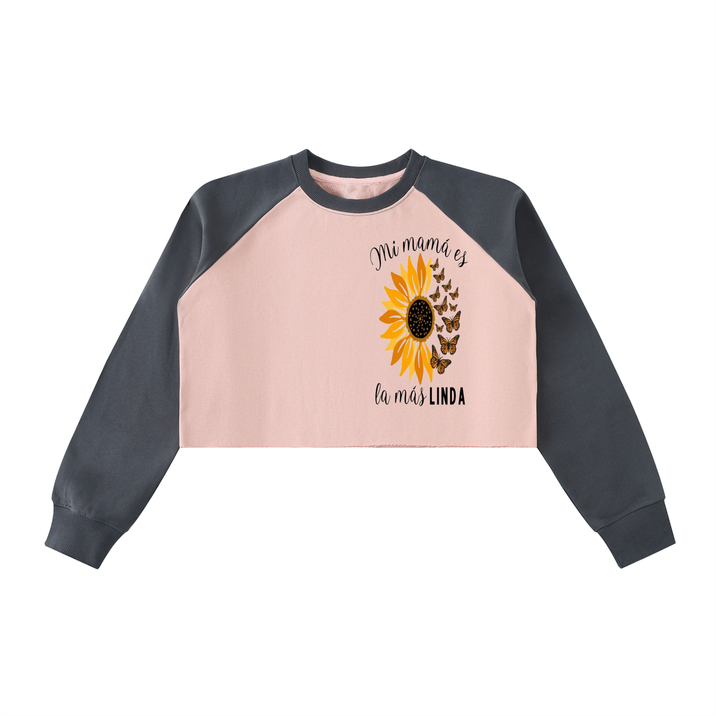 Raw-Hem Color-Block Raglan Crop Sweatshirt